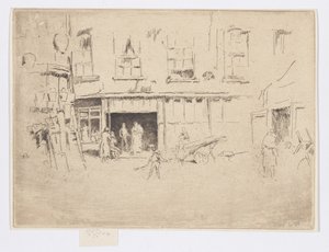 Kis udvar, 1880-81 körül (metszet; tus, papír) alkotó: James Abbott McNeill Whistler