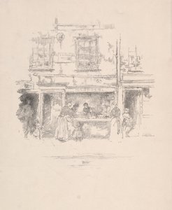 Maunders Fish Shop, Chelsea, 1890. alkotó: James Abbott McNeill Whistler