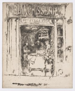 Mme Pelletier, Blanchisserie, Párizs, 1892-93 körül (metszet; tus, papír) alkotó: James Abbott McNeill Whistler