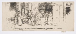 Újságosbódé, Rue de Seine, 1892-93 körül (metszet; tus, papír) alkotó: James Abbott McNeill Whistler