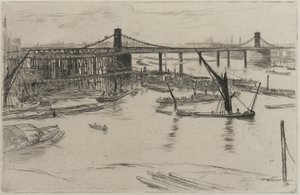 Old Hungerford Bridge, 1861 (rézkarc papírra) alkotó: James Abbott McNeill Whistler