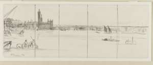 Old Westminster Bridge, 1859. alkotó: James Abbott McNeill Whistler