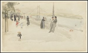 Rózsaszín és ezüst – Chelsea, az Embankment, 1885 körül alkotó: James Abbott McNeill Whistler