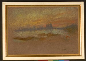 Naplemente; piros és arany-Salute alkotó: James Abbott McNeill Whistler