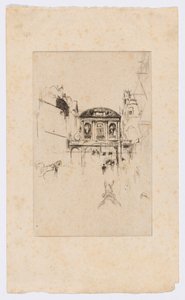 Temple Bar, 1877 körül (metszet és szárazpont; tus, papír) alkotó: James Abbott McNeill Whistler