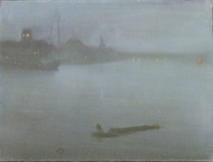 Temze – Noktürn kék és ezüst színben, 1872/8 körül (olaj, vászon) alkotó: James Abbott McNeill Whistler