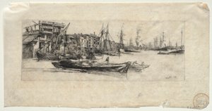 Temze raktár, 1859. alkotó: James Abbott McNeill Whistler