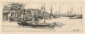 Temze raktárak, 1859. alkotó: James Abbott McNeill Whistler