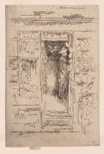 A főkötő-bolt, 1884-86 körül (metszet; tus, papír) alkotó: James Abbott McNeill Whistler