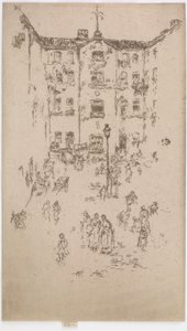 Az udvar, Brüsszel, 1887. alkotó: James Abbott McNeill Whistler