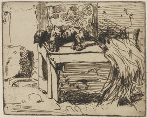 The Dog on the Kennel, 1858 (rézkarc papírra) alkotó: James Abbott McNeill Whistler