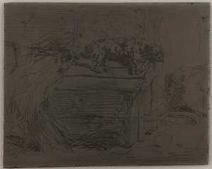 A kutya a kennelben, 1858. alkotó: James Abbott McNeill Whistler