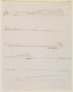 A Rajna, Worms és Oppeheim közelében, 1858. alkotó: James Abbott McNeill Whistler
