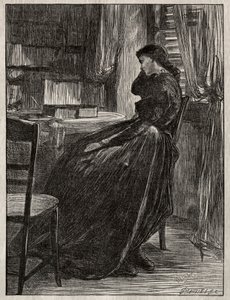 A próbabeszéd: Joanna Douglas az íróasztalánál, 1862. alkotó: James Abbott McNeill Whistler