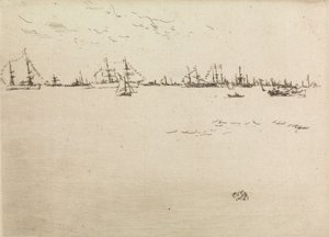 Csapathajók, egy tizenkét rézkarcból álló sorozatból, The Naval Review, 1887 alkotó: James Abbott McNeill Whistler
