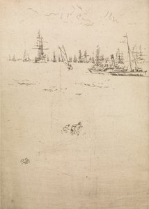 Visitors Boat, egy tizenkét rézkarcból álló sorozatból, The Naval Review, 1887 alkotó: James Abbott McNeill Whistler