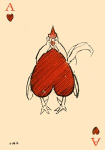 A testes Chanticleer, a szívek ászából, 1910. alkotó: James Affieck Shepherd