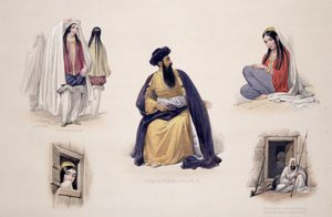 Őfelsége Sah-Soojah-Ool-Moolk (1780-1842) portréja, a "Sketches in Afghaunistan" című műből, metszette Charles Haghe (1810-88) és Louis Haghe (1806-85), kiadó: Henry Graves, 1842 (színes kép). alkotó: James Atkinson
