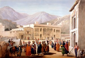 Shah Shoja, a britek bábja, durbart tart Kabulban, Első angol-afgán háború, 1838-1842 alkotó: James Atkinson