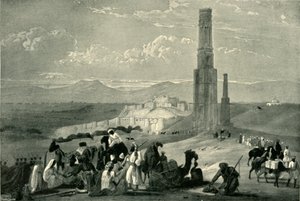 Ghazni erődje és fellegvára és a két minár, 1840, 1901.