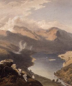 Grasmere a Langdale-fellről, a tó részlete, az "The English Lake District"-ből, 1853 alkotó: James Baker Pyne