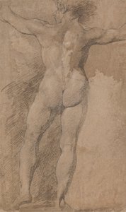 Szélesre tárt karú férfi hátulról nézve alkotó: James Barry