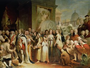 A prémiumok elosztása a művészeti társaságban, ötödik az emberi kultúra és tudás fejlődése sorozatban, 1777-84 körül alkotó: James Barry