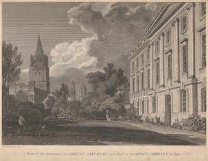 Kilátás a Krisztus-székesegyházra és a Corpus Christi College egy részére alkotó: James Basire
