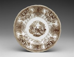 Tányér, 1837-44 körül (transzfernyomásos cserépedény) alkotó: James Beech