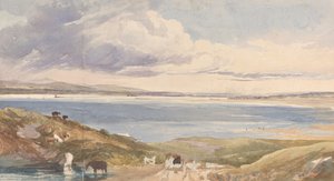 Táj a parton úttal az előtérben. alkotó: James Bulwer