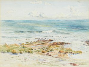 Tengerparti táj (ceruza és akvarell) alkotó: James Caw