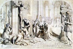 Egy esemény Magyarországi Szent Erzsébet életében - Kompozíciós tanulmány, 1850 alkotó: James Collinson