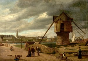 Táj szélmalommal, St Malo, Franciaország, 1877