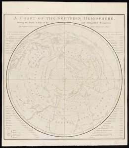 A déli félteke térképe; a legkiválóbb navigátorok némelyikének nyomvonalát bemutatva, James Cook kapitány, Őfelsége haditengerészetének tagja által.