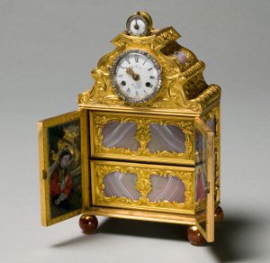 Miniatűr szekrény órával, 1770-75 körül alkotó: James Cox