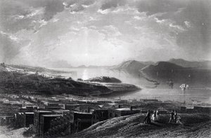 Golden Gate, a Telegraph Hillről, a "Picturesque America"-ból, William Cullen Bryant, metszett: Edward Paxman Brandard (1819-98) 1873 körül