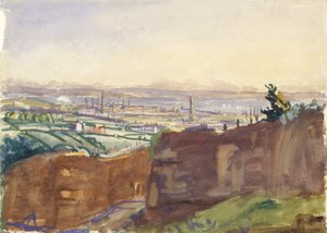 Llanelli a kemencei kőbányából (akvarell, papír) alkotó: James Dickson Innes
