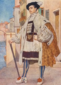 Shakespeare A velencei kalmár című műve: Bassanio (színes litográfia)