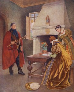 Shakespeare A velencei kalmár című műve: Portia, Nerissa és Balthazar (színes litográfia) alkotó: James Dromgole Linton