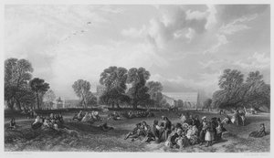 Hyde Park 1851-ben, a képről a Királyi Gyűjteményben (metszet) alkotó: James Duffield Harding