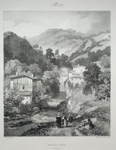 Festői és romantikus utazások az ókori Franciaországban. Auvergne: Thiers vízesései alkotó: James Duffield Harding