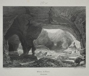 Festői és romantikus utazások az ókori Franciaországban. Franche-Comté: A Lison forrása alkotó: James Duffield Harding