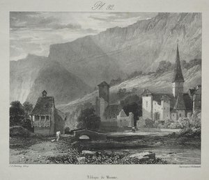 Festői és romantikus utazások az ókori Franciaországban. Franche Comté: Baume-i apátság, Baume-les-Messieurs alkotó: James Duffield Harding