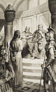 Krisztus Poncius Pilátus előtt (gouache, papír) alkotó: James Edwin McConnell