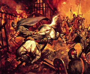 Híres lovak a tényekben és a fikcióban: Hódító Vilmos halála (színes litográfia)
