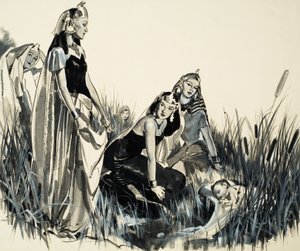 Mózes a bikabokrok között (gouache, papír) alkotó: James Edwin McConnell