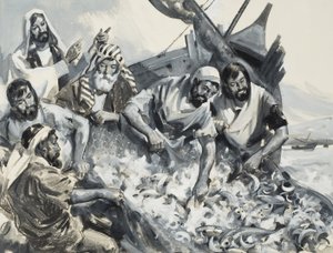 Az emberhalászok (gouache, papír)
