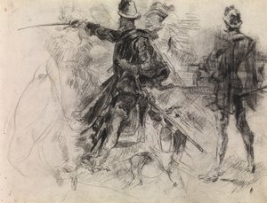 Don Quijote (fekete kréta papíron) alkotó: James Ensor