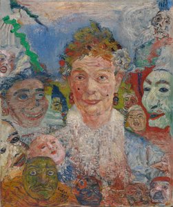 Öreg hölgy maszkokkal alkotó: James Ensor