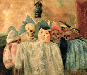 Pierrot és csontvázak alkotó: James Ensor